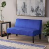 TiramisuBest Navy Blue Upholstered Settee, Button Tufted Loveseat with Wood Legs, Compact Sofa Bench for Small Spaces, Bedroom or Entryway - 3 of 4