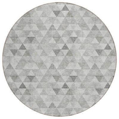 Silver Beige And Taupe Geometric Washable Indoor Outdoor Area Rug
