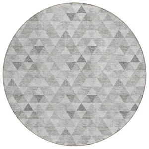 Silver Beige And Taupe Geometric Washable Indoor Outdoor Area Rug - 1 of 4