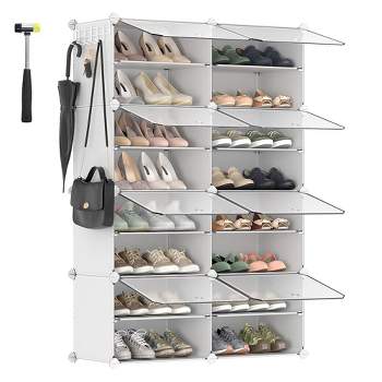 SONGMICS Shoe Rack Organizer with Doors,Steel Frame, Ideal for Bedroom and Entryway