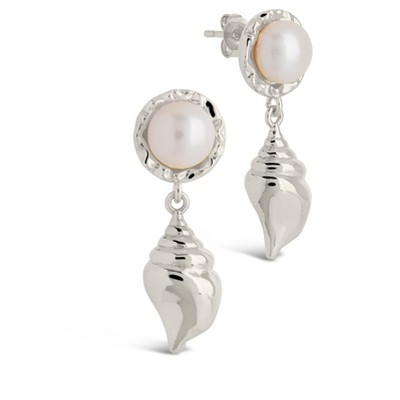 SHINE by Sterling Forever Beverly Pearl Shell Drop Stud Earrings