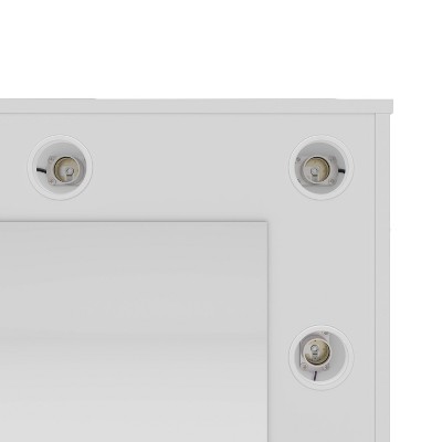 Olivia White Engineered Wood Vanity Table with Lighted Mirror