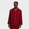 Men's Plaid Flannel Long Sleeve Shirt and Pants Holiday Matching Family Pajama Set - Wondershop™ Red/Black - 3 of 4
