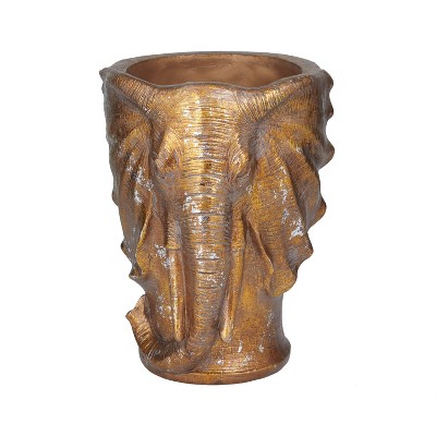 13.6" Traditional Elephant Planter Pot Bronze - CosmoLiving by Cosmopolitan