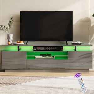 AMERLIFE 70" High Gloss TV Stand with LED Lights, Storage Cabinet & Shelf, Fits 80" TVs - 1 of 4