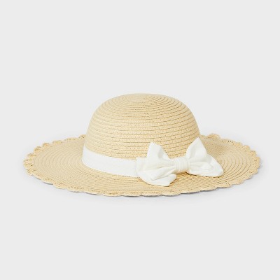 Baby Girls' Scalloped Edge Paper Straw Hat - Cat & Jack™ Off-White 12-24M