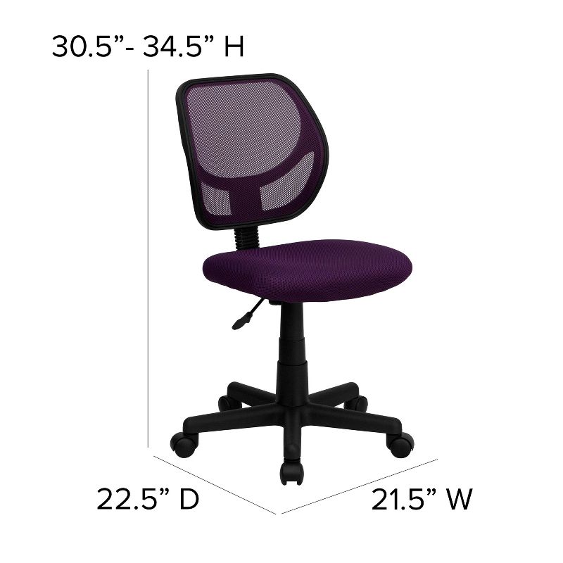 Flash Furniture Low Back Purple Mesh Swivel Task Office Chair, 4 of 12