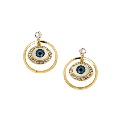 SOHI Women's California Gold The Evil-Eye Loop Drop Earrings