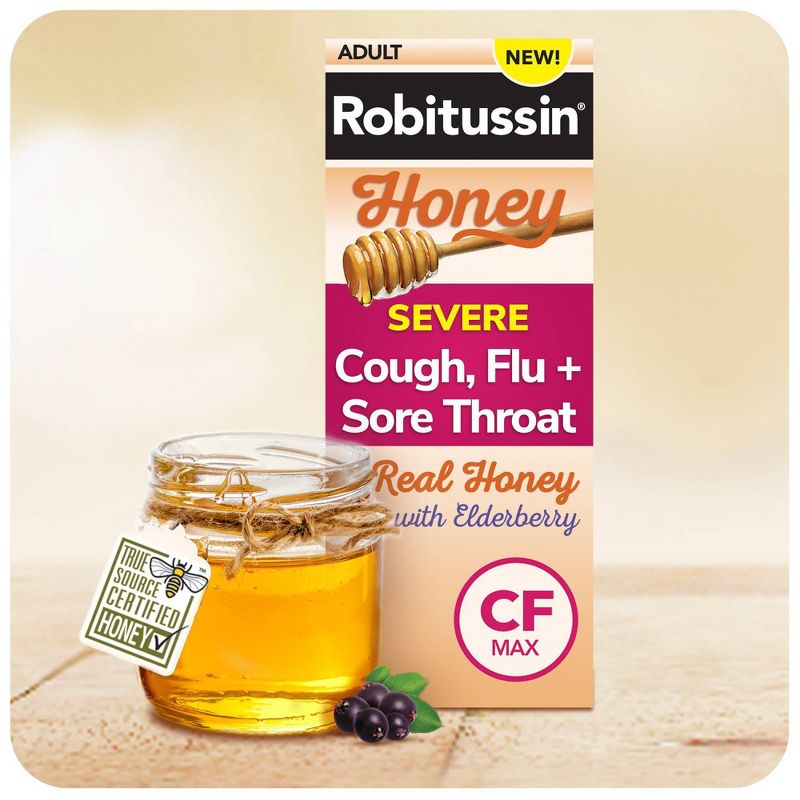 Robitussin Daytime Severe Cough, Flu and Sore Throat Syrup - Honey - 8 fl oz, 3 of 12