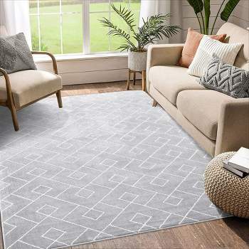 Area Rug Geometric Rug for Living Room Ultra Soft Fluffy Carpet Thick Plush Shaggy Rug