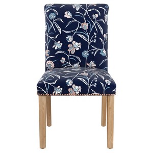 Shelly Nail Button Dining Chair Navy Floral with Copper Nail Buttons - Cloth & Co., Whisp Floral Blue Blush