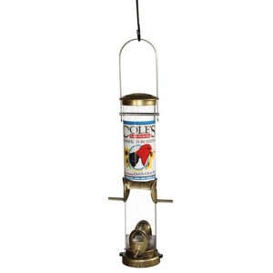 Cole's Terrific Tube Tubular Wild Bird Feeder with Natural Grip Perch, Clear Polycarbonate, Gold, 4 Ports - 1 of 2
