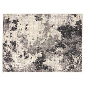 GDFStudio Derudder 5'3" x 7' Indoor/Outdoor Splatter Area Rug, Black/Ivory - 1 of 4