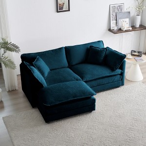 GDFStudio Yule Modern 76.7" Chenille Upholstered Loveseat with Pillows - 1 of 4