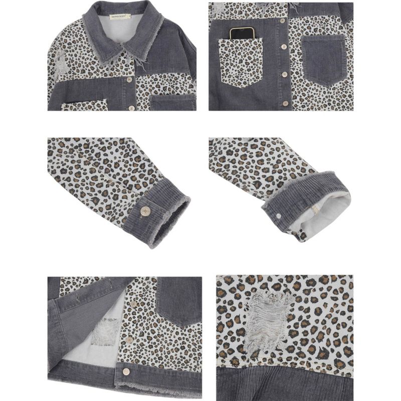 Anna-Kaci Women's Leopard Print Crop Denim Jacket, 5 of 8