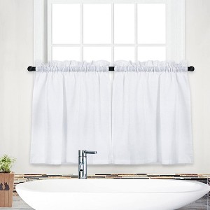 Waffle Weave Textured Solid Curtains for Bathroom Kitchen Cafe - 1 of 4