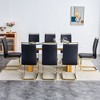 NicBex 9 Piece White Patterned Glass Dining Table Set with 8 Faux Leather Chairs for Dining Meeting Room - 2 of 4