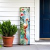 HomeRoots 36" Blue Pink And Green Solid Wood Watercolor Flamingo Porch Sign - 2 of 4