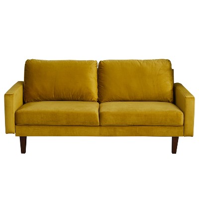 Velvet Loveseat Mid-Century Modern Sofa Tufted Couch with Wooden Legs for Living Room