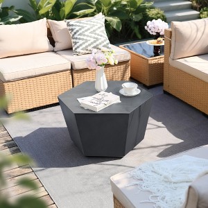 UPHA 35-Inch Hexagon Outdoor Coffee Table – Magnesium Oxide Coffee Table for Patio, Backyard & Garden - 1 of 4