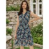 Allegra K Women's Floral Flutter Sleeves V Neck Smocked Ruffle Sundresses - 2 of 4