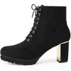 BLISSFUL STEP Women's Round Toe Lace Up Chunky Heel Combat Boots - 3 of 4