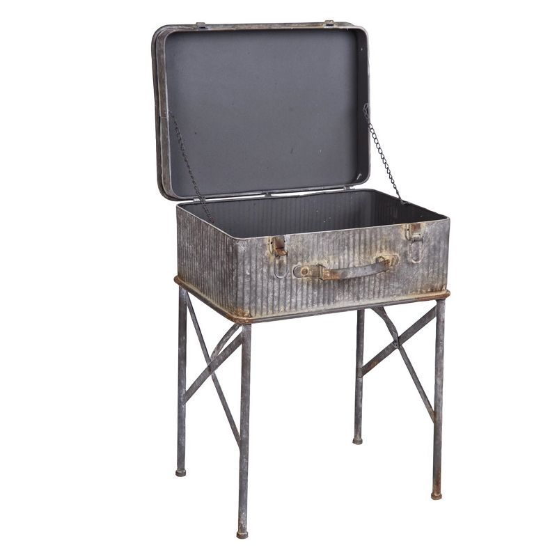 Distressed Metal Suitcase Side/End Table - Foreside Home and Garden, 2 of 6