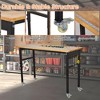 Height Adjustable Workbench with Power Outlet,48" Rolling Work Tables with 4 Lockable Casters, Oak Wood Work Bench for Garage, Workshop, Office - 4 of 4