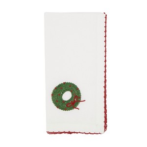 Saro Lifestyle Whimsical Wreath Whip Stitch Napkin (Set of 4), 18", White - 1 of 4