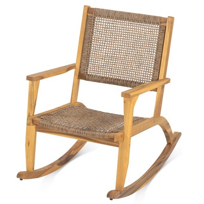 FURNIinspire Patio Accent Chairs, Outdoor Rocking Chair Set, Rocking Chair with Comfortable Backrest for Porch Balcony, 2PCS, Brown,