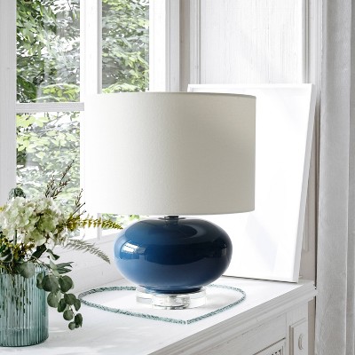 15.25" Modern Ovaloid Glass Bedside Table Lamp with Fabric Shade - Lalia Home