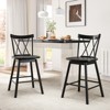 Tangkula Windsor Bar Stool Set of 4 24" Swivel Rubber Wood Dining Chairs Spacious Seat Black - 4 of 4