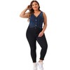 Agnes Orinda Women's Plus Size Sleeveless V Neck Button Down Casual Jean Denim Vest - 3 of 4