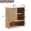 Bathroom Wall Cabinet with Sliding Door, Wood Hanging Cabinet with Adjustable Shelf & Faux Marble Top, Over The Toilet, Bathroom Cabinet - 2 of 4