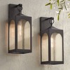 Possini Euro Design Tyne Modern Outdoor Wall Light Fixtures Set of 2 Bronze Metal 20 1/2" Seedy Glass for Post Exterior Barn Deck House - image 2 of 4