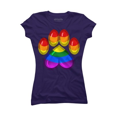 Adult Design By Humans Rainbow Pride Heart Pawprint By leashonlife T-Shirt