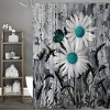 1pc Teal Daisy Shower Curtain - Water-Repellent and Leak-Resistant, Mold and for a Healthier Bathroom Environment - 3 of 4