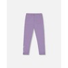 Deux par Deux Girl Organic Cotton Jersey Leggings Purple Gray with Floral Detail - 4 of 4