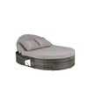 Outdoor Patio Rattan Round Daybed Sunbed with Adjustable Backrests and Foldable Cup Trays - 3 of 4