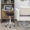 BestMassage Round Rolling Stool Salon Stool with Foot Rest PU Leather Cushion, Black - 2 of 4