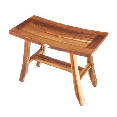 24" Teak Wood Shower Bench with Crossbar