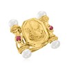 Ross-Simons Italian Tagliamonte 5-5.5mm Cultured Pearl and .40 ct. t.w. Ruby Cameo-Style Ring in 18kt Gold Over Sterling - 4 of 4