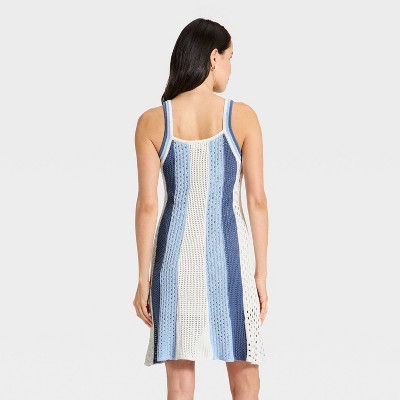 Женские платья Universal Thread Women's Mini Sweater Dress - Universal Thread™ Blue Striped S — фото 2