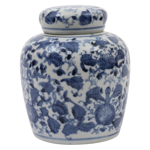 Decorative Ceramic Ginger Jar (6.5") - Blue/White - 3R Studios - image 1 of 3