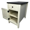 Vynxaria Farmhouse Bedside Table with Charging Station White+Black Barn Door Night Stand Storage for Bedroom Living Room - 3 of 4