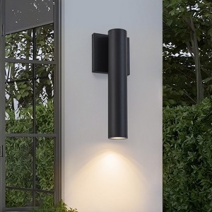 LLHZSY 12 2/5" Long Cylinder Down Outdoor LED Wall Light, Modern Black Exterior Sconce for Porch, Patio & Garde, Waterproof - 1 of 4