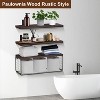 Munora 2-in-1 Floating Shelves with Storage Basket - Rustic Wooden Wall Shelves for Bathroom, Bedroom & Kitchen (15.7"x5.9") - 2 of 4