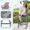 Tangkula Set of 2 Patio HDPE Bar Height Stool All Weather Chair Armrest Footrest Grey - 4 of 4
