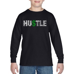 LA Pop Art Boy's Word Art Long Sleeve - Hustle - 1 of 4