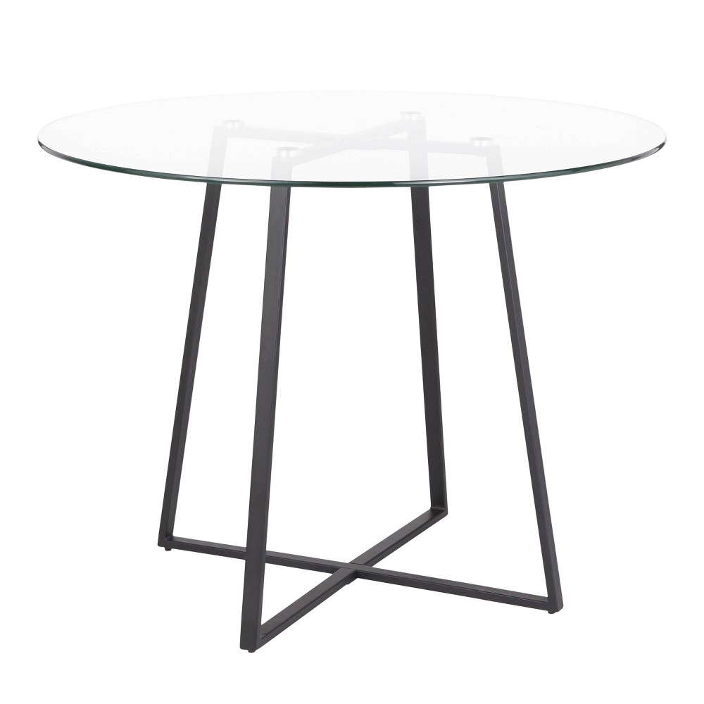 Photos - Dining Table 40" Cosmo Round  Black/Clear Glass - LumiSource